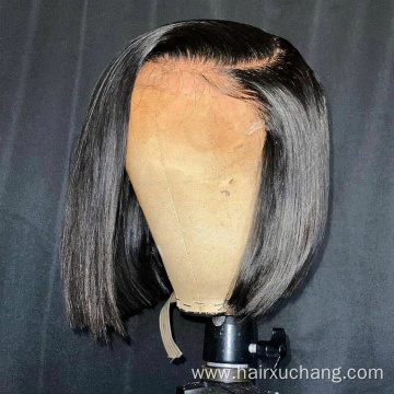 Cheap human frontal wigs straight remy hair wig natural hair peruvian short bob wigs lace front virgin human hair